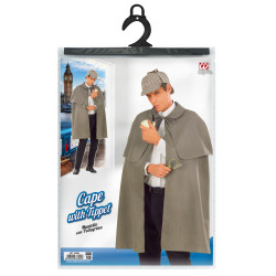 Sivý kabát s plášťom 100 cm Sherlock